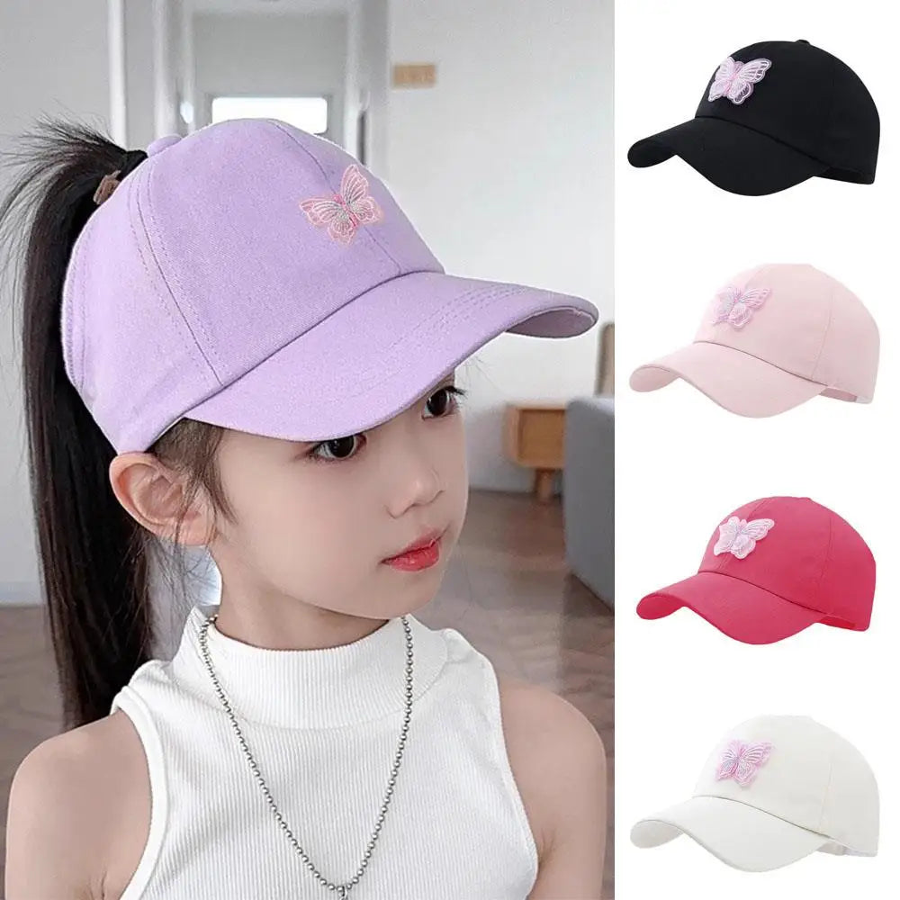 Cappellino estivo da ragazza con coda alta, visiera parasole ad asciugatura rapida, cappellino da baseball per bambini senza visiera, cappellino regolabile da ragazza in colori pastello