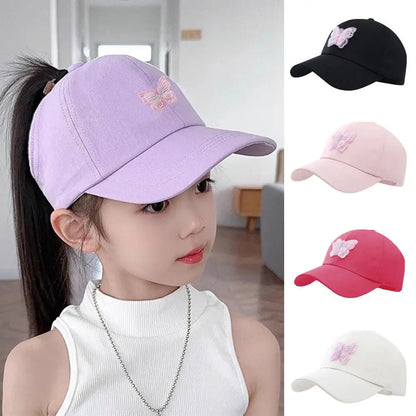 Cappellino estivo da ragazza con coda alta, visiera parasole ad asciugatura rapida, cappellino da baseball per bambini senza visiera, cappellino regolabile da ragazza in colori pastello