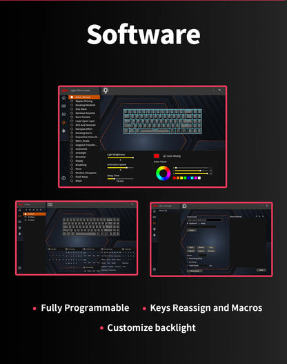 Teclado Mecânico Gaming RK Royal Kludge RK61 2.4G Sem Fios Bluetooth Tri-Mode 61 Teclas RGB Retroiluminado Mini Hot-swappable