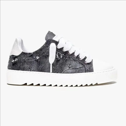 Baskets en toile peinte de style britannique, marque de luxe, pour hommes et femmes, motif à pois, chaussures de sport tendance pour tous les jours.