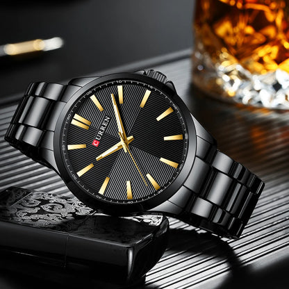 CURREN herenhorloge – Luxe model, waterdicht, militaire stijl, van roestvrij staal – Sportief polshorloge (ref. 8322)