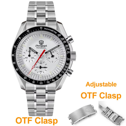 Watchdives WD1863 39mm VK63 Chronograph Watch OTF Clasp Sweep Quartz Movement Sapphire Luminous 100m Waterproof Watches