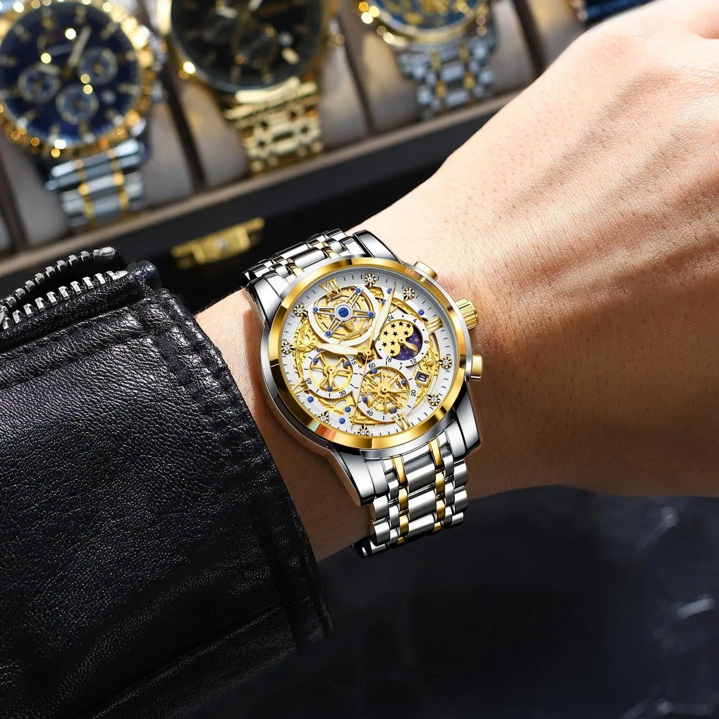 POEDAGAR Top Fashion Men's Watches Stainless Steel Date Chronograph Business Quartz Men Wristwatch Waterproof Luminous Man Watch
