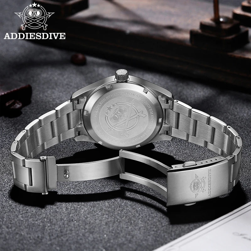 ADDIESDIVE Men's Retro Mechanical Watch Sapphire Mirror Glass Stainless Steel Watch BGW9 Luminous 200m Waterproof Analog Watch