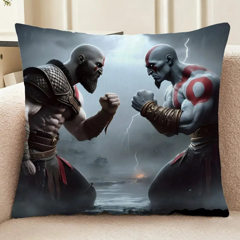 God of War Ragnarok Cushion Cover Washable Linen-Look for Daily Sofa Home Household Room Decor