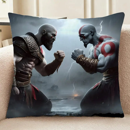 God of War Ragnarok Cushion Cover Washable Linen-Look for Daily Sofa Home Household Room Decor