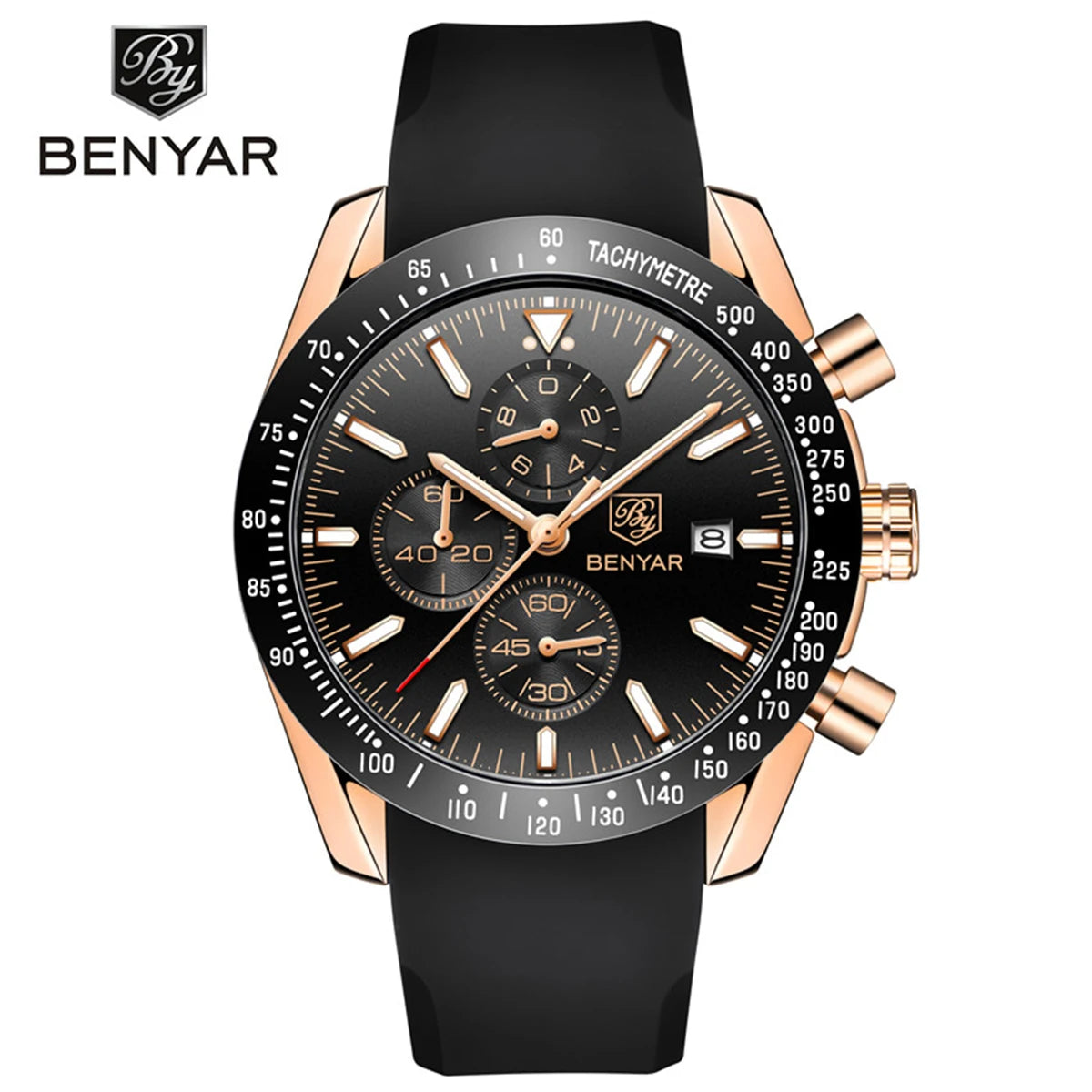 BENYAR Luxusuhren für Herren – Quarz-Armbanduhren mit Lederarmband, wasserdicht bis 30 m, sportlicher Stil.