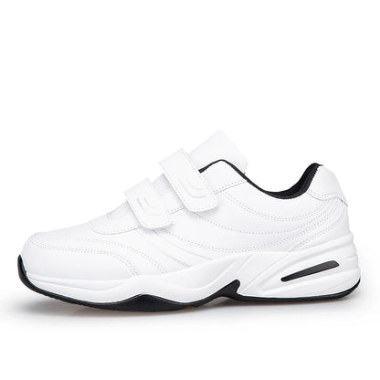 Men's Adjustable Hook and Loop Leather Sneakers Casual Sports Shoes White Sneakers Masculino Zapatillas Deportivas Tennis