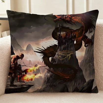 God of War Ragnarok Cushion Cover Washable Linen-Look for Daily Sofa Home Household Room Decor