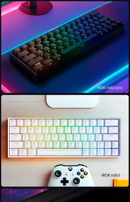 Irok Nd63 Pro Mechanical Keyboard Wired Magnetic Switch Hotswap RGB E-Sports Customize Keyboard For Accessories Office Gaming