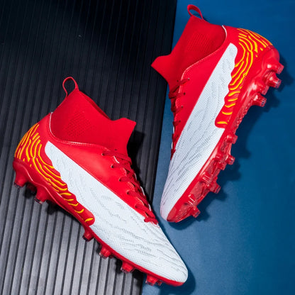Black Men's Soccer Shoes AG/FG Cleats Training Football Boots High Ankle Sports Shoes for Men Kids Adults Sneakers Sizes 35-45
