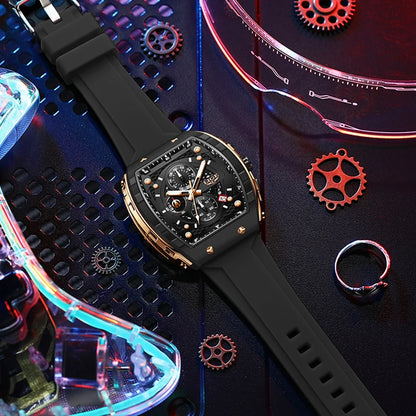 Relógio de Homem LIGE — Moda de Luxo, Impermeável, Bracelete em Silicone, Quartzo, Luminoso, Desportivo, Data Automática e Cronógrafo Simples
