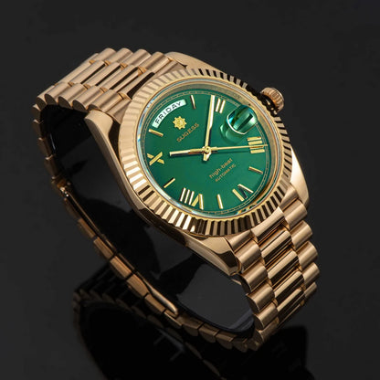 Sugess 40mm Men's Watches Automatic Date Mechanical Day Wristwatch Peacock SL3034 Movement Sapphire Waterproof Luxury Retro New