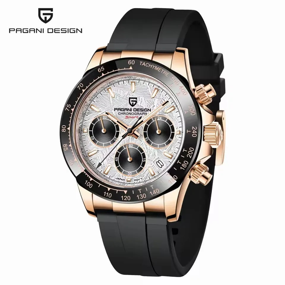 PAGANI DESIGN 1664 Luxury Automatic Mechanical Men's Watch VK63 Movement AR Sapphire Crystal Rubber 100m Waterproof Men's Watch