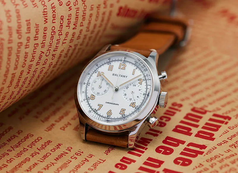 Baltany S5034 39mm Chronograph Watch Man Sapphire Crystal Panda Dial StainlessSteel Super Luminous Vintage Quartz Wristwatches