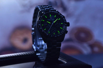 Hodinky PAGANI DESIGN Moon – luxusní quartzový chronograf pro muže, sportovní styl, safírové sklo s antireflexní úpravou, luminiscenční displej
