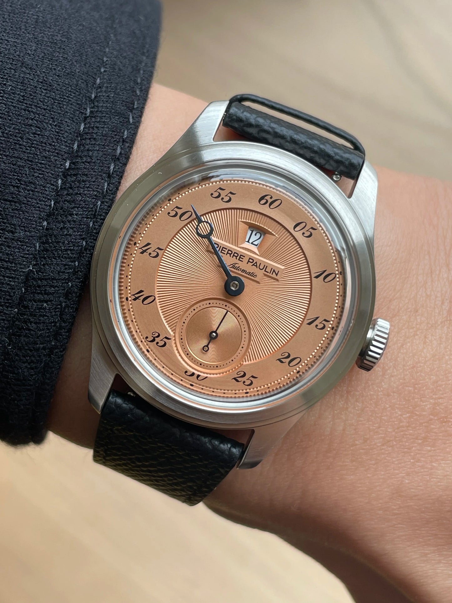 NEW Pierre Paulin Jumping Hour Men's Watch Automatic ST17 Mechanical Watch Steel Purple Vintage Date Window 38mm Metal