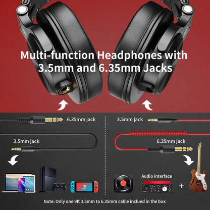Auriculares OneOdio A71 con cable Over Ear HiFi Studio DJ con micrófono – Auriculares gaming de monitorización profesional con graves profundos