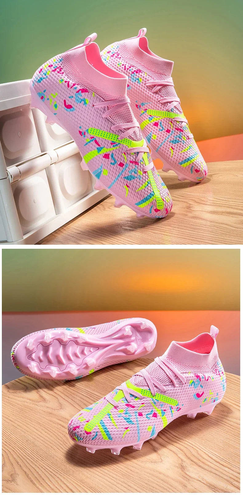 Nouvelles chaussures de football pour hommes, chaussures de sport professionnelles pour l'extérieur, antidérapantes, chaussures d'entraînement, baskets, chaussures de football pour terrain gazonné, ultralégères, unisex