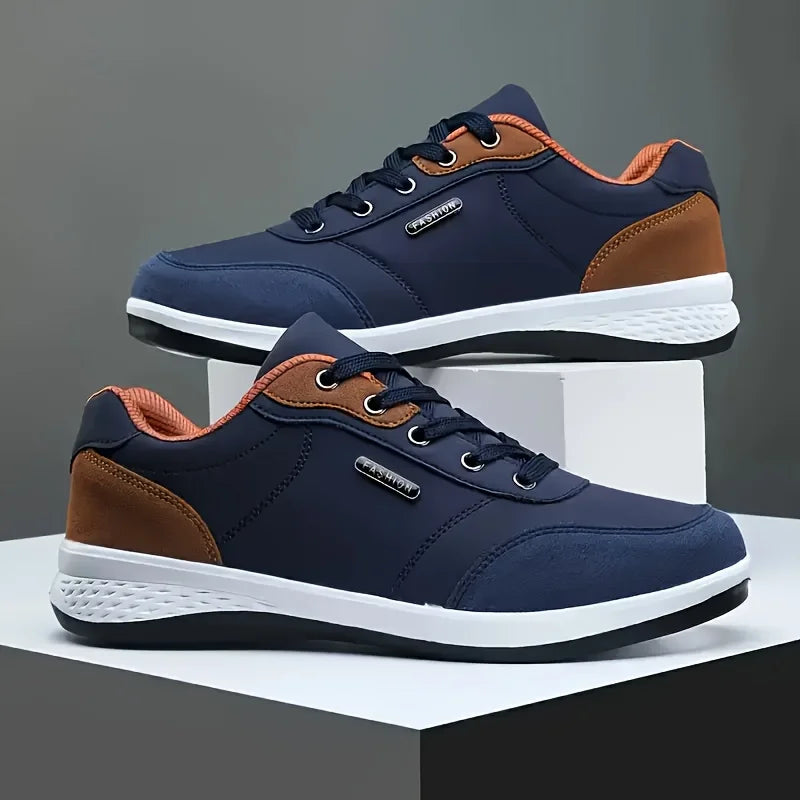 Scarpe da uomo YRZL primavera autunno, sneakers da camminata impermeabili, scarpe sportive casual in pelle antiscivolo, calzature da tennis da uomo