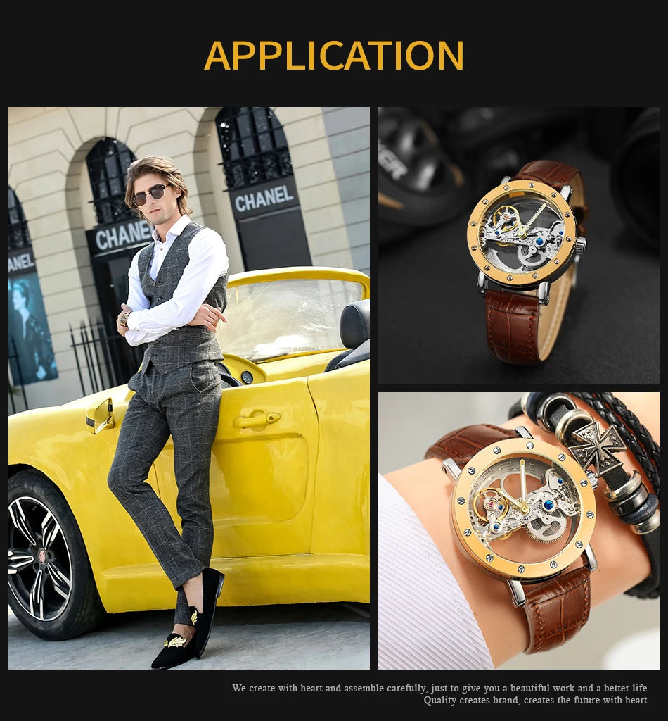 2026 Top Brand Luxury Steel Skeleton Tourbillon Automatic Watch Men's Leather Mechanical Waterproof Luminous Elegant Wrist Clock