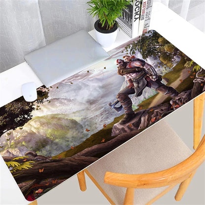 Large Game God of War Mousepad XL Desktop Natural  Rubber Desk Mat Kawaii Gaming Accessories Students Writing Pad Desk Mat 80x30