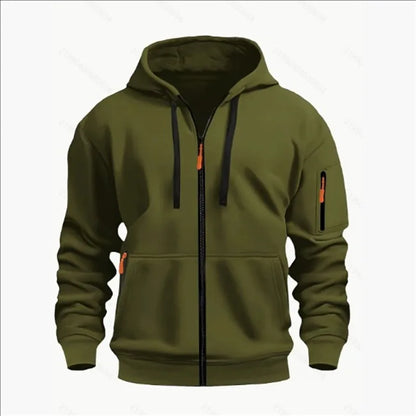 Men's Sweatshirts with Zipper Pockets Thin Solid Color Half Tracksuit Casual Outdoor Hooded Tracksuit Long Sleeves Jacket Coats