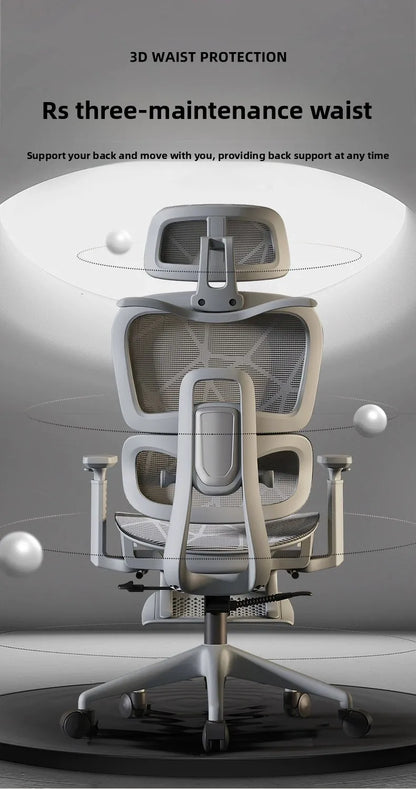 Ergonomic Office Computer Chair with Lumbar Support, Reclining Gaming Chair, Breathable Mesh Desk Chair, Adjustable Swivel Executive Chair for Long Sitting