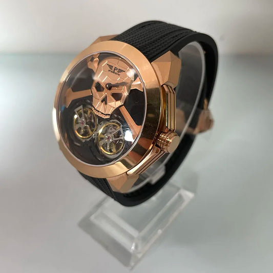 PINDU Watch New TOP Men Mechanical Watches Double Flywheel Automatic Movement Sapphire 5ATM Waterproof 45.5MM Wristwatches Men