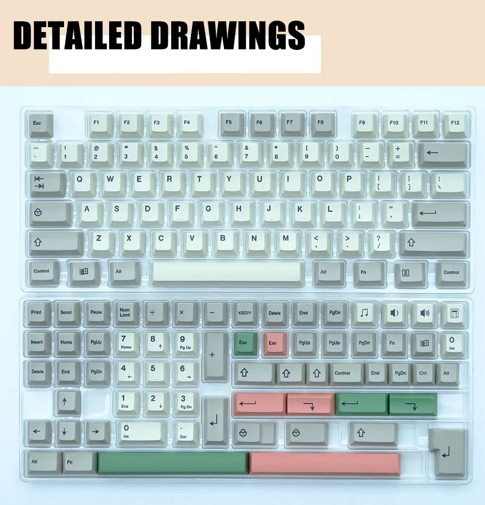 KBDiy GMK 9009 Retro Cherry Profile Keycap 134 Keys/Set For Mechanical Keyboard DIY Custom PBT DYE-SUB 61 60 Backlit ISO Keycaps