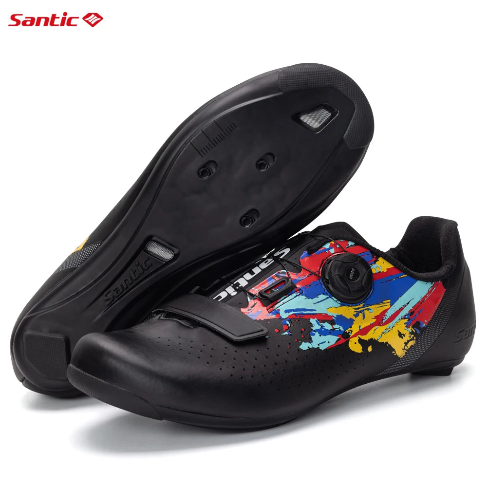 Santic men's cycling shoes 2025 new glass fiber nylon sole outdoor pro road racing shoes auto-lock road riding bicycle sneakers