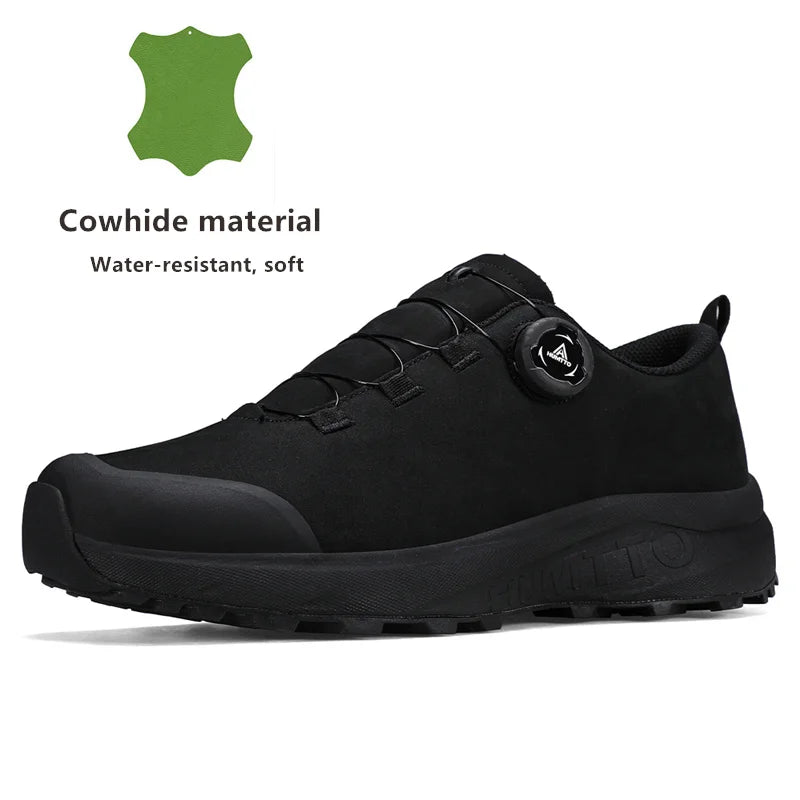 Zapatos de cuero HUMTTO para hombre, calzado deportivo de invierno para camping y actividades al aire libre, botas de trekking transpirables, zapatillas de senderismo antideslizantes para hombre