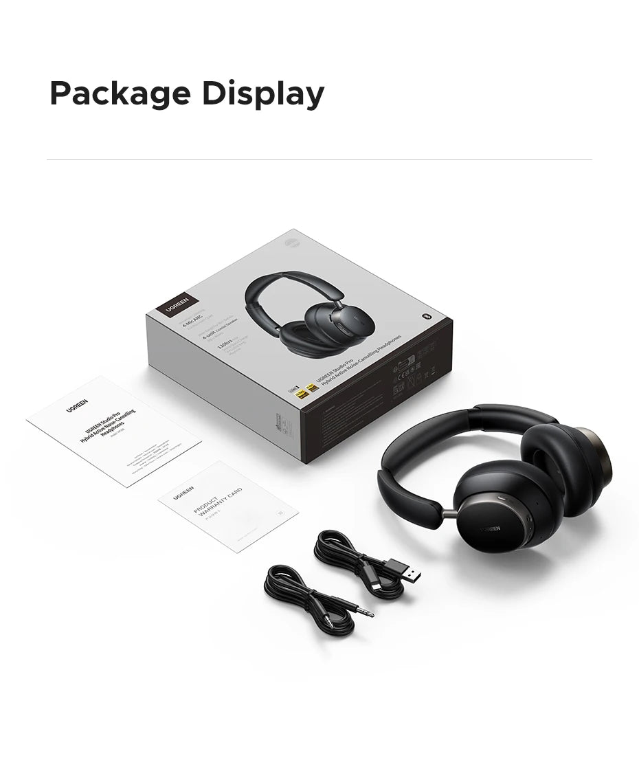 Auriculares inalámbricos UGREEN Studio Pro con ANC de 48dB – Auriculares circumaurales Bluetooth 6.0 Hi-Res LDAC con 120H de autonomía