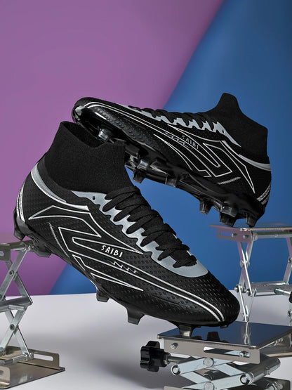 AG/FG Long Studs Soccer Shoes, PU Fabric Mixed Upper, TPU Sole Wear-Resistant Anti-Slip, Men Women Kids Youth Outdoor Sports
