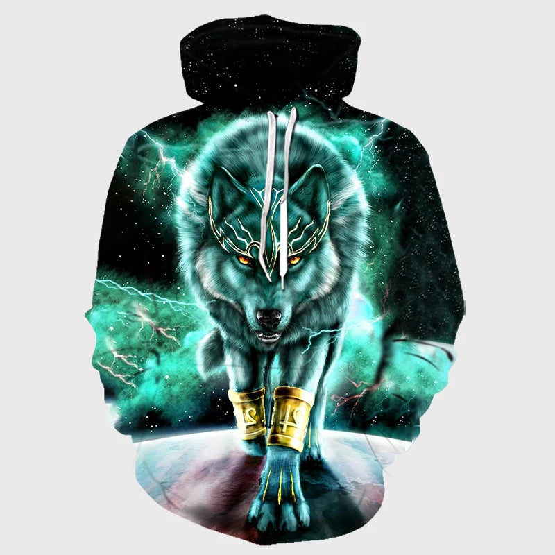 Felpe con cappuccio oversize 3D Animal Wolf da uomo e donna, moda casual, pullover hip hop Harajuku streetwear
