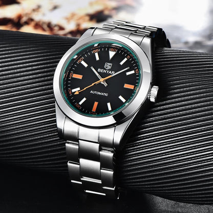 BENYAR – Nuevo reloj para hombre, marca de lujo, reloj mecánico automático, resistente al agua hasta 50 m, modelo deportivo con agujas luminiscentes