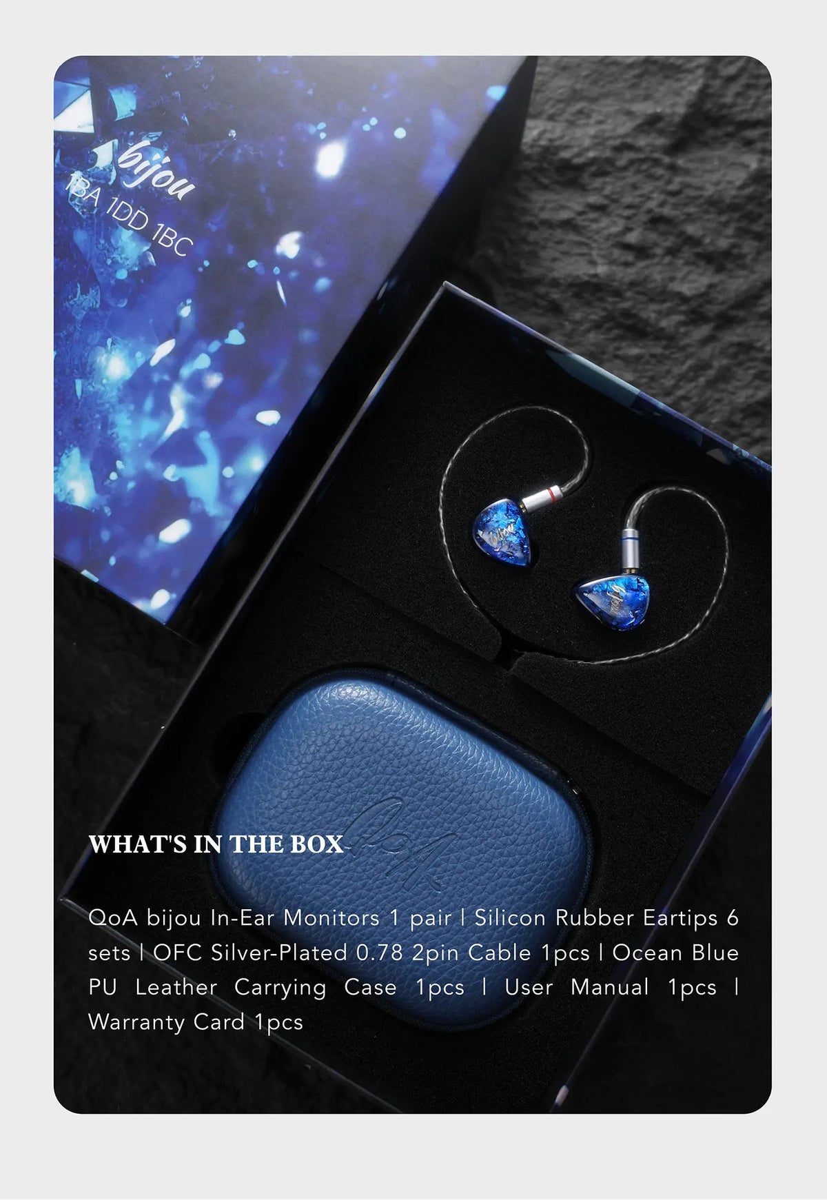 Nouveaux écouteurs intra-auriculaires QoA Bijou 1DD+1BA+1BCD, moniteur hybride HiFi IEMs avec câble de casque et fiches 3,5 mm et 4,4 mm