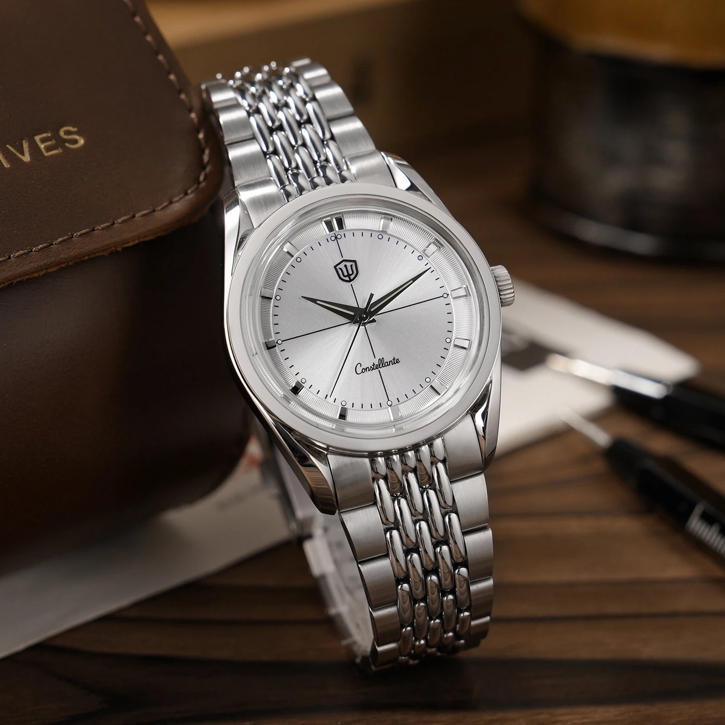 Watchdives WD1954 Arctic Classic 36mm Watch VH31 Sweep Second Movement 316L Stainless Steel Watches Sapphire Crystal Luminova