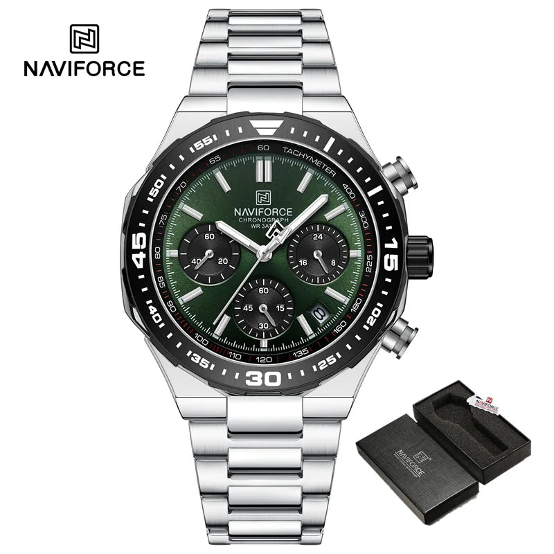 NAVIFORCE Men's Watches Quartz Fashion Business Classic Water Resistant Stainless Steel Strap WristWatch New Male Clock in 2024