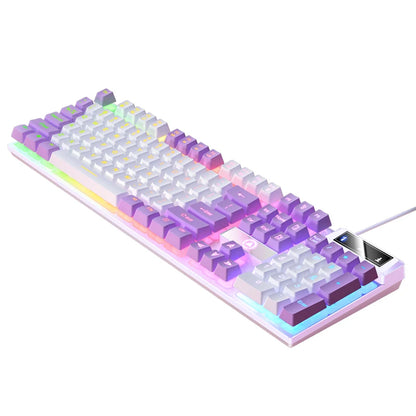 Teclado gaming USB con cable y retroiluminación, teclado gamer de 104 teclas para ordenador/portátil/PC, diseño ergonómico, accesorio gaming para oficina