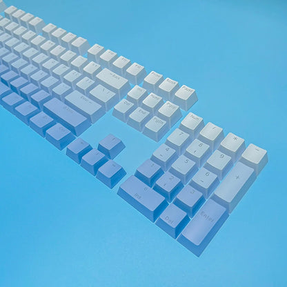 Keycap RGB gamer retroilluminati a gradiente per tastiera meccanica con switch MX, profilo OEM, PBT bianco e blu, layout ISO, tasti fai da te
