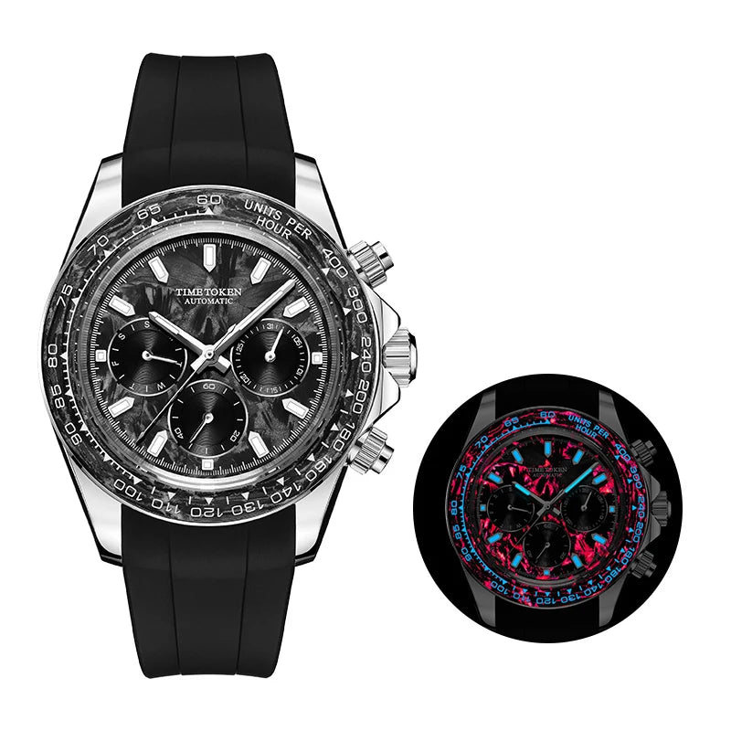 Carbon Fibre Luminous 40mm Automatic Watch Sporty Style 100m Waterproof Diver Watches automatic Men Watch multi-functional