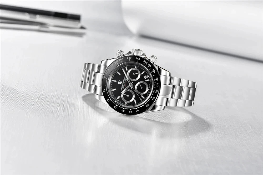 Chronografklocka för män från PAGANI DESIGN – Lyxig armbandsur med kvartsverk, självlysande och vattentät.