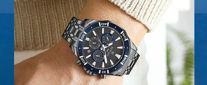 REWARD Mens Watches Waterproof  Luminous Quartz Wristwatch Business Stainless Steel Strap with gift box