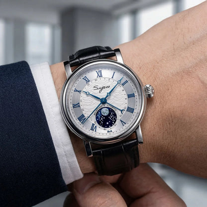Sugess Moonphase Automatic Mechanical Men's Watch Wristwatches Original Movement ST2108 Waterproof Clock Sapphire Special Date