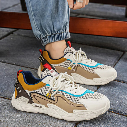 Men's Sports Shoes Summer Mesh Casual Fashion Lace-Up Walking Shoes 2026 New Youth Daily Commuting Comfortable Versatile Sneakers