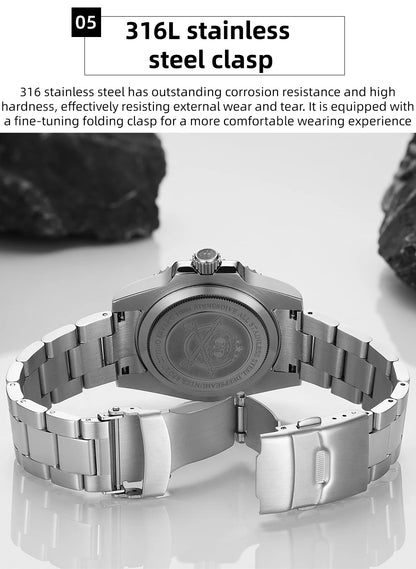 Relógio automático de luxo para homem ADDIESDIVE 8215, relógio mecânico luminoso BGW9 com vidro de safira, relógio de mergulho analógico para homem AD2503