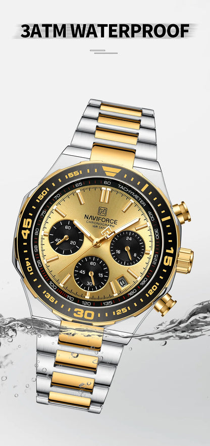 NAVIFORCE Men's Watches Quartz Fashion Business Classic Water Resistant Stainless Steel Strap WristWatch New Male Clock in 2024