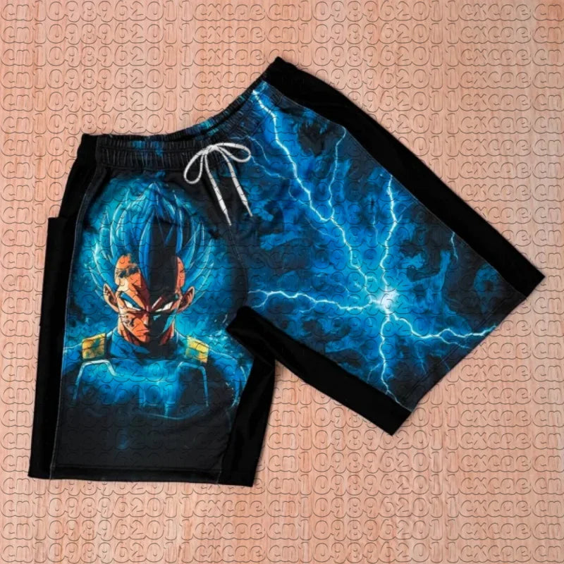 2026 Summer Dragon Ball Goku Manga Print Shorts, Breathable Quick Dry, Retro American Style Loose Sports Shorts for Men Women