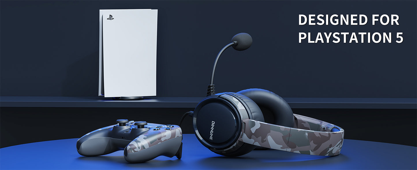 Gaming Headset with Mic for PC PS5 PS4 Xbox One Switch, Wired Gamer Headphones Over-Ear Headphones